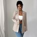 Women's Clothing Elegant Women's Blazer Jacket - Long Sleeve Solid Color Formal Coat For Office & Business (Black, Beige, Khaki, Green) - S/M/L/XL_ecoleips.com