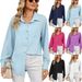 Women's Clothing Casual Loose Long Sleeved Lapel Button Solid Color Shirt Female_ecoleips.com