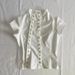 Women's Slimming Short Sleeved Shirt Top Irregular Button Design White Summer Outfit Stylish Petite Clothing_ecoleips.com