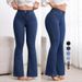 Women's High-Waisted Slim Fit Flared Jeans Solid Color Stretch Casual Hip Lifting European American Style Denim Pants_ecoleips.com