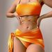 Women's Clothing Tie Dye Bikini Swimsuit Women's Three Piece Mesh Skirt Split Bikini_ecoleips.com