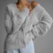 Women's Oversized VNeck Cardigan Sweater Soft Acrylic Knit Fall Winter Coat Cozy Casual Long Sleeve Open Front Outerwear (Grey/Khaki/Black/Pink/White)_ecoleips.com