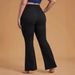 Plus Size Black Stretch Denim Flared Pants Frayed Hem Fashionable Women's Jeans For Spring/Autumn & Summer_ecoleips.com