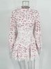 TARUXY V-Neck Printed Mini Lace Dress Female Ruffled Fashion High Waist Long Sleeve Splice Contrast Slim Fit Bandage Party Dress_ecoleips.com