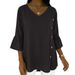 Women's V Neck Button Down Shirt Loose Fit Comfortable Solid Color Cotton Linen Blend New Arrival From Europe & America 2026_ecoleips.com