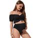 2023 Summer Maternity Bikini Sexy Ruffled Short Sleeve High Waisted Two Piece Swimsuit European American Style Polyester Vacation Wear_ecoleips.com