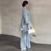 Spring Autumn 2027 Fashion European-USA Style Women Lapel Single-Breasted Long Sleeve Shirt + Lace-Up Pants Denim Two-Piece Casual Sets XS-3XL_ecoleips.com