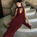 Women's Sexy Backless Slit Irregular Slim Fit Dress Winter New Arrival Foreign Trade Wholesale Clothing_ecoleips.com