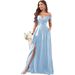 Off The Shoulder Chiffon Bridesmaid Dress Sexy Evening Gown With Lace Fishtail Hem Fitted Floor Length Women's Party Wear_ecoleips.com