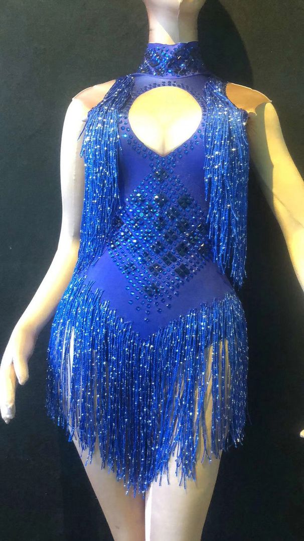 Women's Clothing Halter Neck Internet Celebrity Talent Dress Tassel Latin Dance Dress Party Performance_ecoleips.com