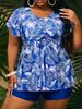 2026 Tropical Print Butterfly Sleeve Drawstring Swimsuit Women Plus Size Swimwear Female Bathers Bathing Swimming Suit Summer_ecoleips.com