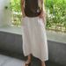 Women's Linen Large Slit Skirt Pants One Piece Loose Wide Leg Casual Nine Point Fake Two Piece Cotton Spring Summer_ecoleips.com