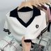 Women's Clothing Unique Style Sweet Hot Girl Short Collar Sweater Top Design Niche Short Sleeved Shirt Female Summer_ecoleips.com