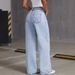 Women's Clothing Retro Bow Embroidery Washed Jeans Women's Sweet And Spicy Straight Loose Trousers_ecoleips.com