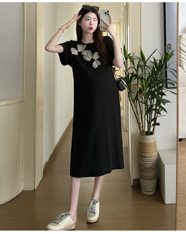 205 Summer New Korean Fashion Printed Maternity Dress_ecoleips.com