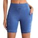 High-Waisted Denim Shorts For Women - Stretchy Comfort, Slimming Fit, Classic Blue Wash Versatile Blue Wash_ecoleips.com