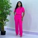 Women's Clothing Solid Color Casual Large Size Short Sleeved Shirts Trousers Two Piece Suits_ecoleips.com