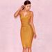 Bandage Deep V-Neck Waistband, Sexy Tight Bandage Cocktail Party Dress, Women's Clothing_ecoleips.com