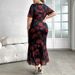 Rose Print Bodycon Dress – Flattering Waist Definition, Elegant & Sexy Summer Dress For Women (0XL-4XL, Plus Size Friendly, Red)_ecoleips.com