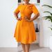 Elegant round Neck Short Sleeve A-Line Dress for Women Versatile Breathable Polyester Blend Work Casual Wear_ecoleips.com