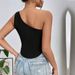Women's Clothing New Slim Ultra Short Irregular Hem Oblique Shoulder Wrap Chest Vest Hollow Top_ecoleips.com