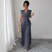 Women's Clothing Elegant Sleeveless V Neck Pleated Skirt Set American Style Fashionable Ladies Outfit_ecoleips.com