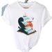 Cross-border Supply Spring-summer Geometric Pattern White Plus-size Women's Short-sleeve Round-neck Printed T-shirt For_ecoleips.com