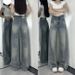Retro Straight-leg Jeans Women's New Summer High-waisted Loose Slimming Floor-length Wide-leg Pants_ecoleips.com