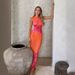 Summer 2024 New European And American Style Floral Print Long Sleeveless Sexy Sheer Slim Fit Bodycon Dress_ecoleips.com