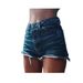 European American Vintage Classic High-waisted Denim Shorts With Side Slits, Holes, And Cat_ecoleips.com