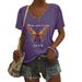 Whisper Words Of Wisdom Let It Be Butterfly Print European And American Casual V-neck Women's T-shirt_ecoleips.com