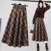 New Plaid Skirt Women's Retro Large Size Medium And Long A-shaped Skirt Large Swing Skirt High Waist And Thin Long Skirt_ecoleips.com