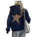 Women's Oversized Leopard & Star Print Hoodie – Double-Layer Hood, Soft Polyester Blend, Loose Fit For Casual Comfort (XS-XL)_ecoleips.com