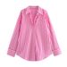 Aria Basics Aria Basics New Cross-border Spring Autumn Women's Fashion European And American Style Turn-down Collar Long-sleeve Striped Shirt_ecoleips.com