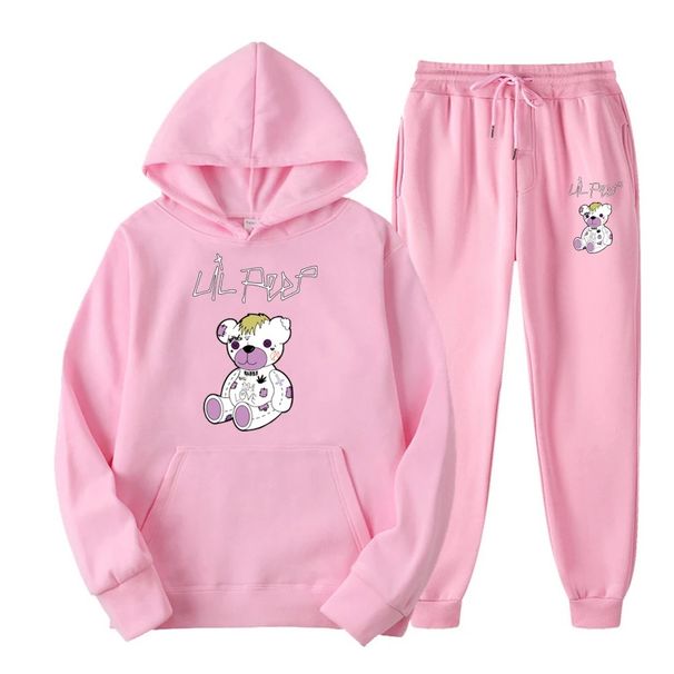 Lil Peep Bear Sportswear Men's Hoodies And Sweatpants Set Autumn Winter Comfortable Streetwear Clothing_ecoleips.com
