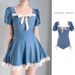 New Korean Style Sweet Bikini Womens One Piece Cute Slim Fit Monokini Swimsuit Sunblock Beach Wear Bodysuit Dress Summer Swimwer_ecoleips.com