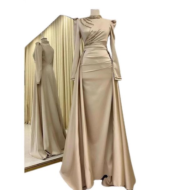 Verve Hui Muslim Islamic Stand Collar Full Coverage Long Sleeve Detachable Two-Piece Evening Dress Elegant And Graceful Outfit_ecoleips.com