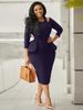 Women's Clothing Solid Color Round Neck Ruffled Hip Ol Professional Dress_ecoleips.com