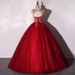 Women's Clothing Wedding Dress Off-Shoulder Wine Red Ball Gown – Elegant Performance Dress For Soprano, Host & Wedding (XS-XXXL, 3D Floral Lace)_ecoleips.com