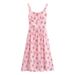 UC&ZA Cross-border European And American Women's Clothing Summer New French Square-neck Waist-cinching Printed Strap_ecoleips.com