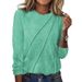 2025 Autumn/Winter New Solid Color Long Sleeve Hoodie T-shirt Round Neck Top Women's Wear_ecoleips.com