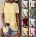 Women's Fashion Casual Solid Color T-Shirt Round Neck Short Sleeved Spring Summer New American_ecoleips.com