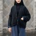 girl 2021 Autumn Winter New Women's Coat Artistic Retro Button Padded Top Linen Short Cotton Jacket_ecoleips.com