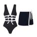 European And American Swimwear New V-neck Bow Hollow Black And White One-piece Swimsuit Suit Women's Cross-border_ecoleips.com