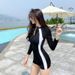 Racing Swimsuit New Style Long Sleeve Sun Protective Slimming Flat Angle Suitable for Students Sports Hot Springs And Surfing for Women_ecoleips.com