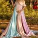 Women's Clothing Suspender Sexy Deep V Rainbow Mesh One Shoulder Dress_ecoleips.com