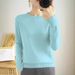 Women's Long Sleeve Knit Top - Classic Round Neck Stretchable Basic Shirt In Black/White/Sky Blue/Peach (S/M/L/Xl)_ecoleips.com