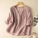 Summer Embroidered Cotton-Linen Blouse With Loose Fit, Artistic Retro Style And Seven-Quarter Sleeves In China-Inspired_ecoleips.com