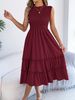 Elegant Ruffle Hem A-Line Maxi Dress With Smocked Waist For Women, Chic Sleeveless Summer Dress For Beach Wedding Party Vacation_ecoleips.com