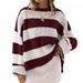 2026 Autumn Winter Round Neck Long Striped Knit Cross-Border European And American Women's Fashion Flared Sleeve_ecoleips.com